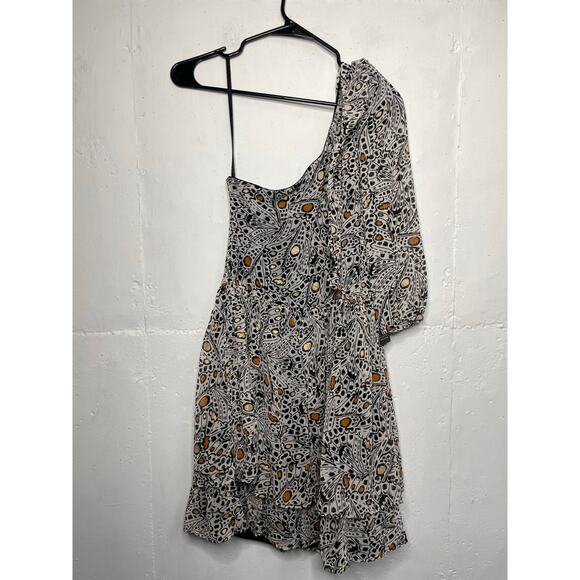 NEW Express X Rachel Zoe Butterfly One Shoulder Dress SIze XS Black White - Picture 9 of 10